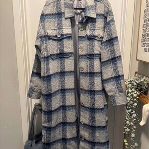 Good American Plaid Shacket + Small Puffy Denim Bag – Matching Set – Like New